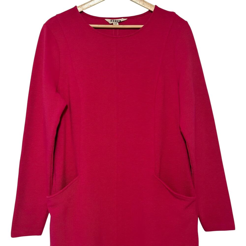 Boden Ellen Ottoman Fuchsia Long Sleeve Stretch Knit Dress (12) - Picture 4 of 10